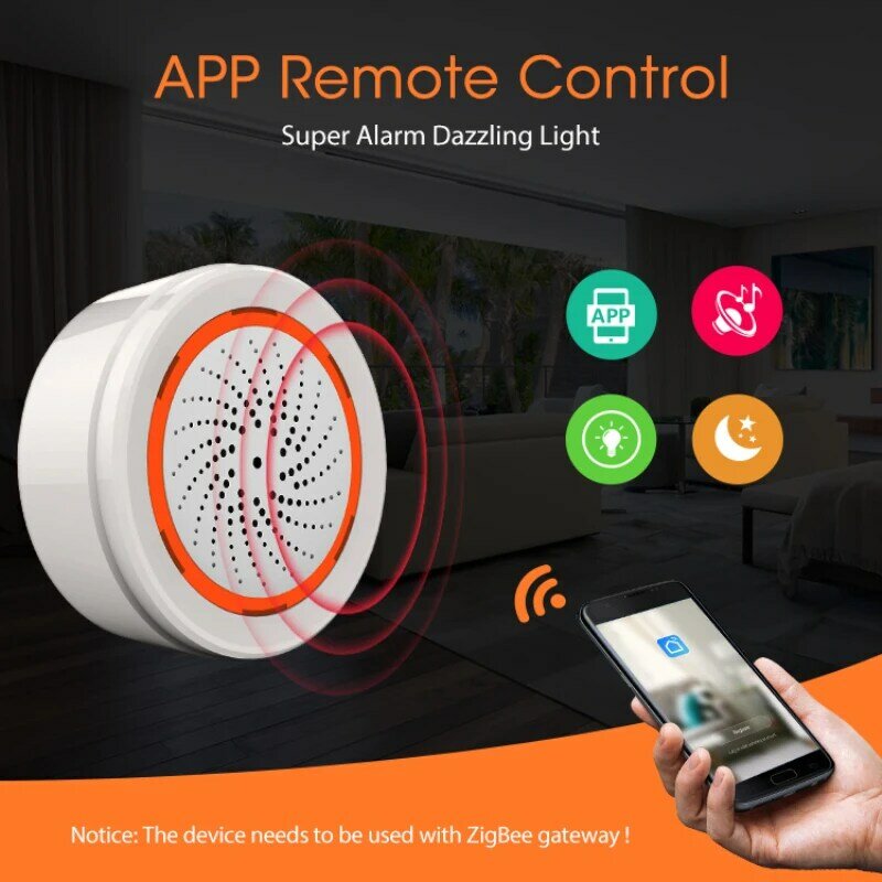 Tuya-Sensor de luz y sonido ZigBee 3,0 3 en 1, alarma de sirena integrada de 90dB, Control remoto de casa inteligente a través de la aplicación SmartLife, puerta de enlace Zigbee