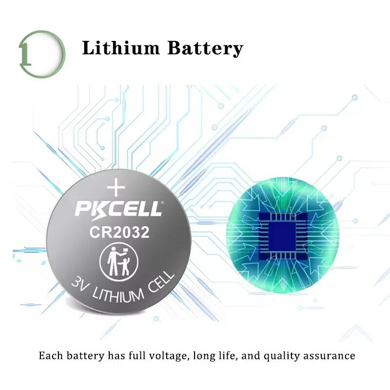 50Pcs Pkcell CR2032 Batterij Knoopcel Batterij DL2032 ECR2032 5004LC KCR2032 BR2032 KL2032 SB-T15 3V Lithium Batterijen