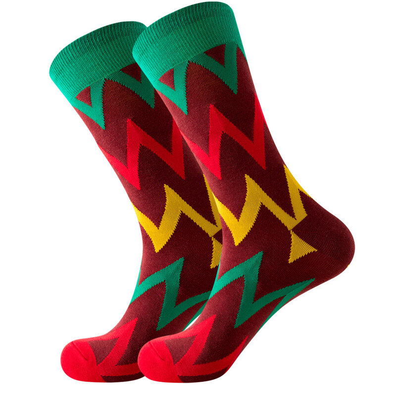 2022 Socks Men's Latest Design Middle tube Socks Autumn Socks Quality Business Geometric Lattice Colorful Mens Cotton Socks