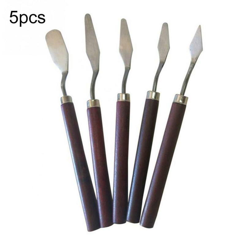 5 pçs faca de paleta misturada pintura aço inoxidável raspador espátula arte suprimentos para artista lona pintura a óleo cor mistura