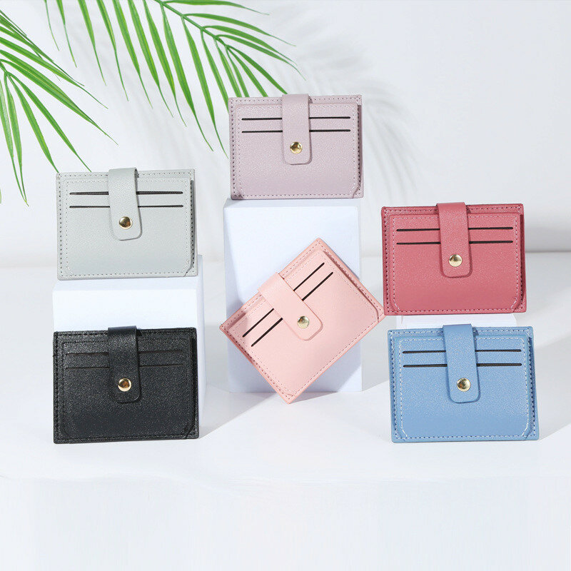 Women's Purses Ultra-Thin Women Men Credit ID Card Holder PU Leather Buckle Simple Wallet Coin Purse Money Bag Female New 2022