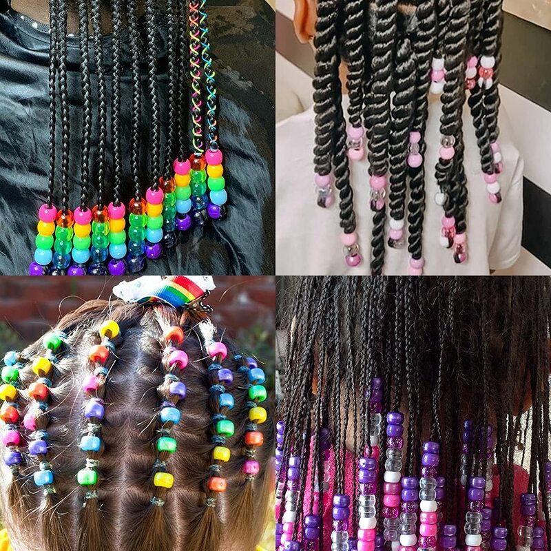 401ピース/バッグアクリル組紐髪ビーズキット子供のための女の子虹髪ビーズと弾性ゴムバンドのためのヘアアクセサリー