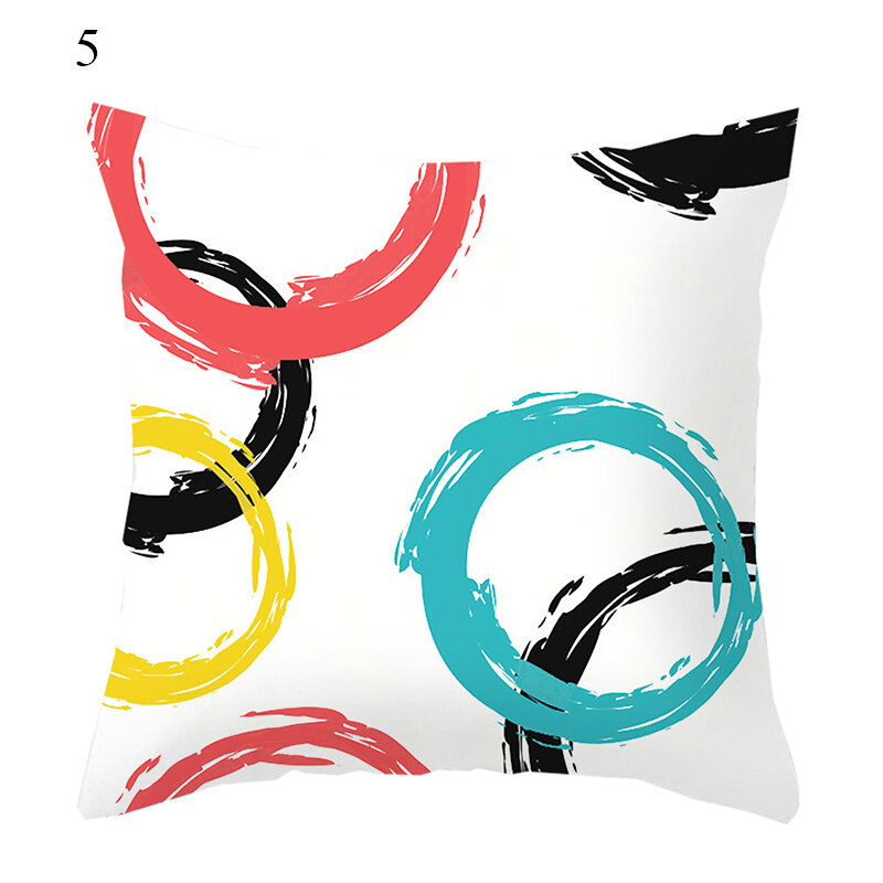 European Geometry Pattern Printed Cushion Cover Pillowcase Lumbar Pillow Cover  Home Decoration Durable Colorful Abstract