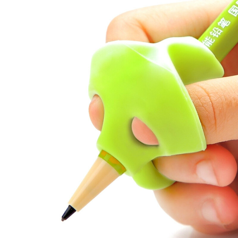 10 แพ็คผู้ถือปากกาสองนิ้วปากกาฝึกหัดเขียนสำหรับเด็กปากกาช่วยจับท่าทางซิลิโคนกายอุปกรณ์ส...