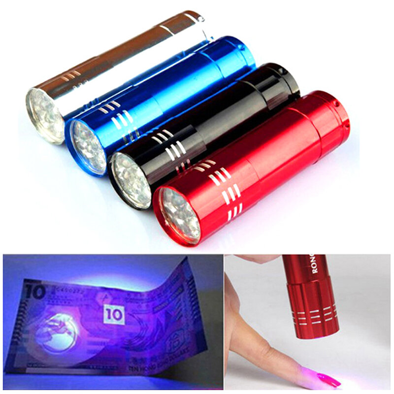 Sèche-ongles portable à séchage rapide, mini lampe de poche à 9 LED, lampe UV, masque de gel pour ongles, outil de manucure, prise en charge aléatoire, livraison directe, 1PC