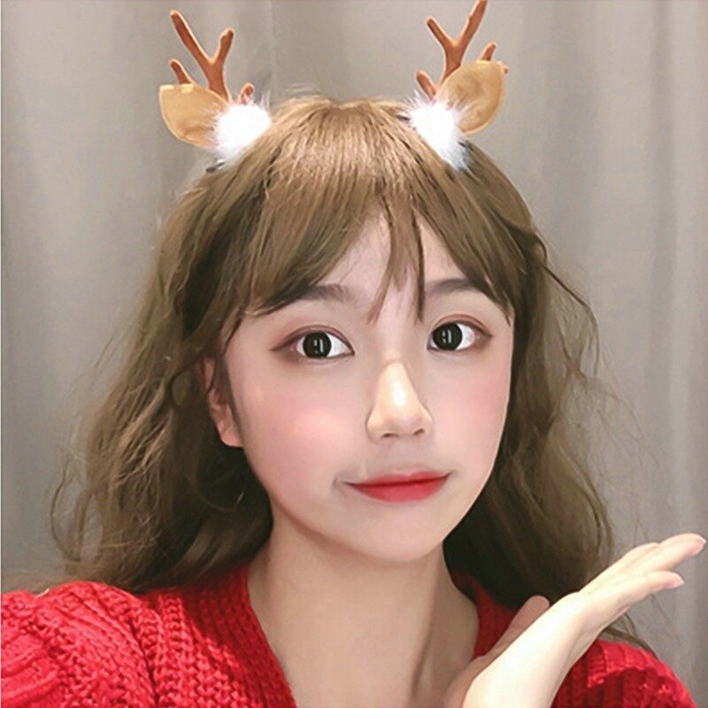 2pcs/Set Christmas Hair Clips For Girls With Deer Ear Hairpin Cute Antler Barrettes Christmas Gift Decoration Hair Accessories