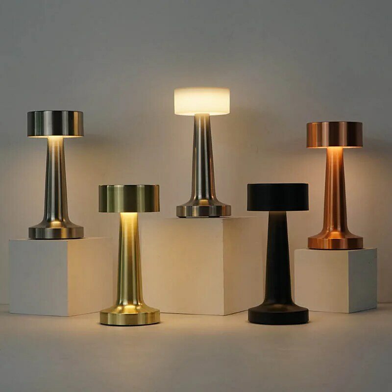 Lámpara LED de mesa con Sensor táctil inalámbrico, luces nocturnas recargables para decoración de dormitorio, café y restaurante, estilo Retro