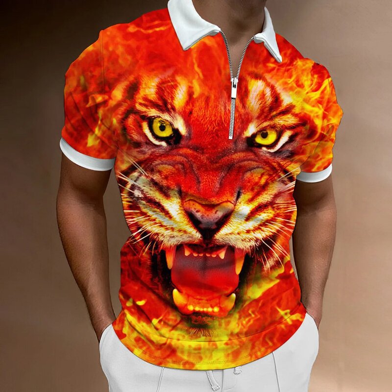 Animal 3d impresso verão camisas polo masculino todos os dias moda negócios wear camisas polo masculino roupas esportivas streetwear