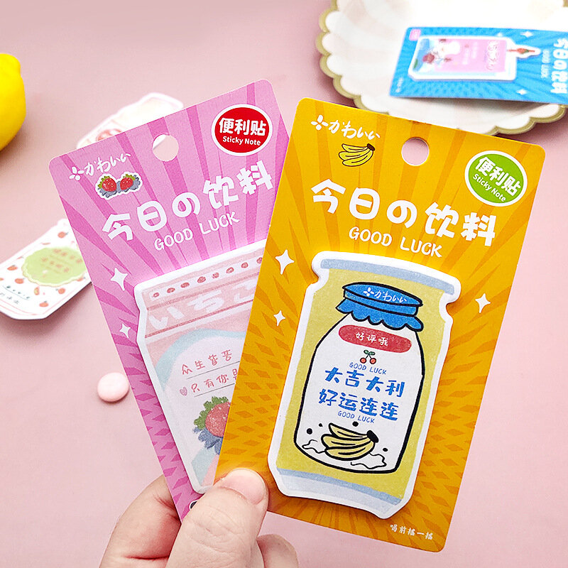 Korean Rihe Beverage Milk Juice Lactic Acid Bacteria N Times Sticky Notes Memo Pad Kawaii Stationary Office Supplies Cute School