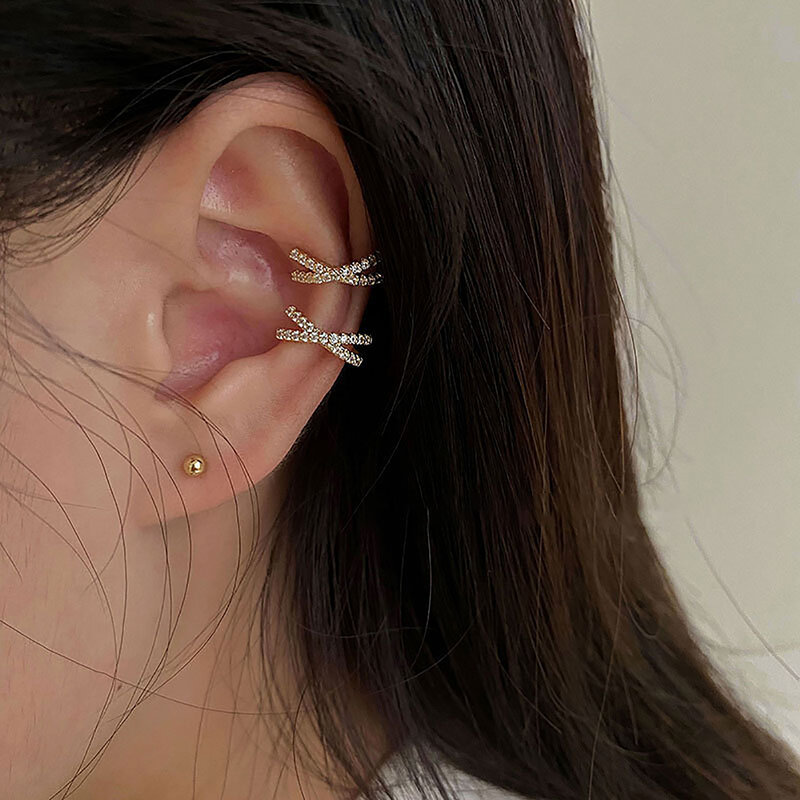 Vnox moda punk rock clip brincos para meninas femininas, alpinista orelha cartilagem osso clipes sem furo falso earing não piercing