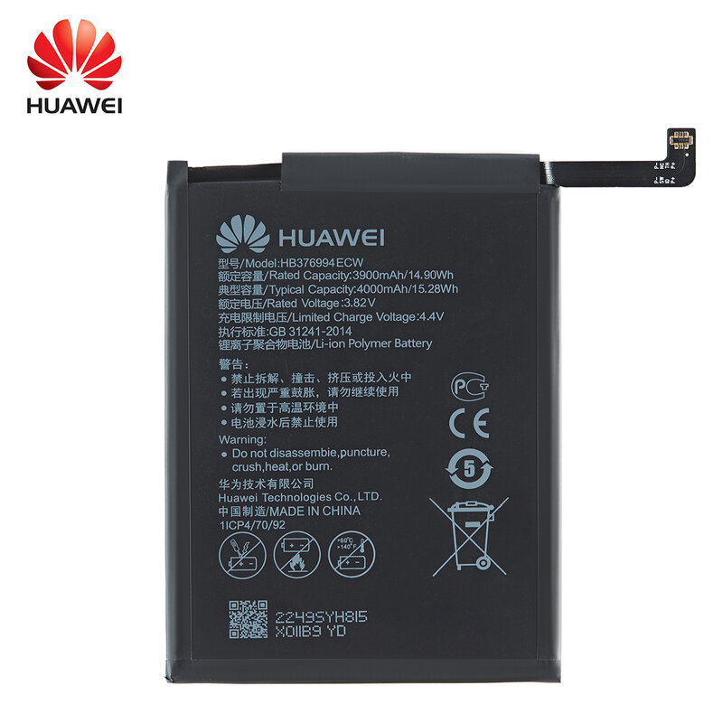 Hua Wei 100% Orginal HB376994ECW 화웨이 V9 명예 8 프로 DUK-AL20 DUK-TL30 교체 배터리 용 4000mAh 배터리