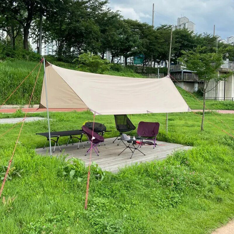 Tenda de lona para acampamento ao ar livre para 4 pessoas, proteção contra o sol para toda a família, feita de pu 3000 + à prova waterproof