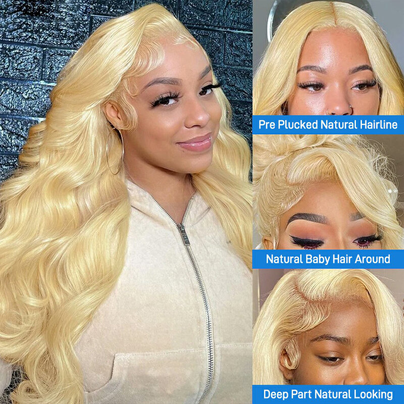 Honey Blonde13tage/13X6 HD Transparent Lace Front Wig for Women, Body Wave, Human Hair Wig, Peruvian Remy, Glueless Wig, 613