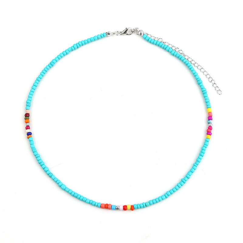 Collier ras du cou en perles de rocaille arc-en-ciel pour femmes, mode Boho doux coloré, chaîne de plage, bijoux cadeau fait à la main
