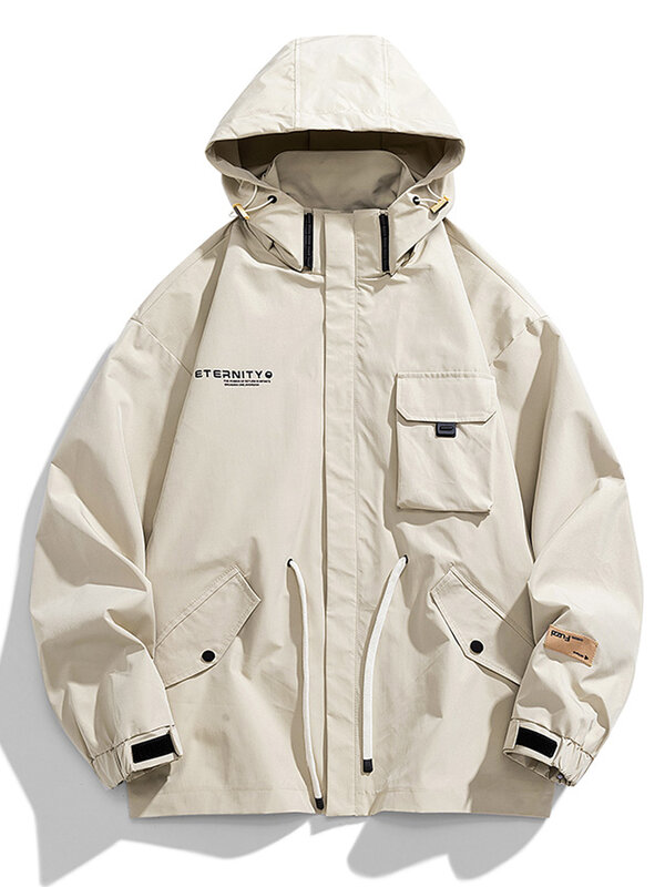 2022 nova primavera jaqueta masculina plus size multi-bolsos workwear com capuz blusão homem solto casual casacos com zíper 6xl 7xl 8xl 9xl