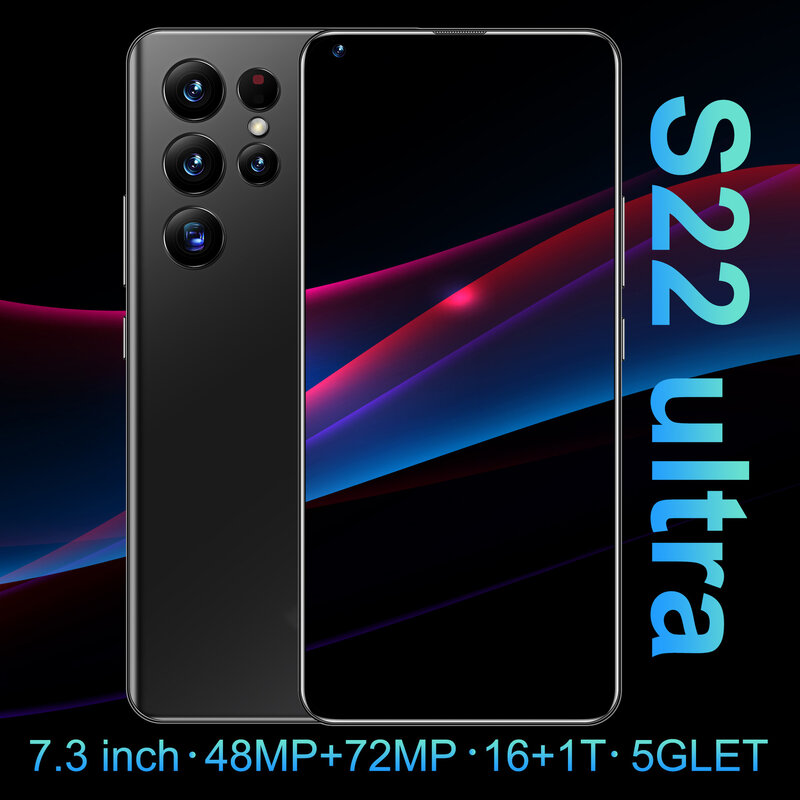 S22 Ultra 5G Smartphone Android Global Version 7.3 Inch 16GB+1TB 6800mAh 20W Fast Charge Dual SIM Cell Mobile Phone for Samsung