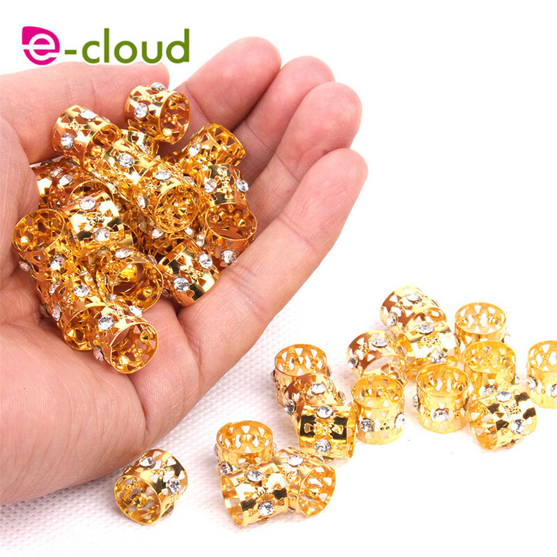 500-1000 шт. бусины для дредов алмазные золотые металлические кольца для косичек бусины для волос регулируемые заколки для дредов