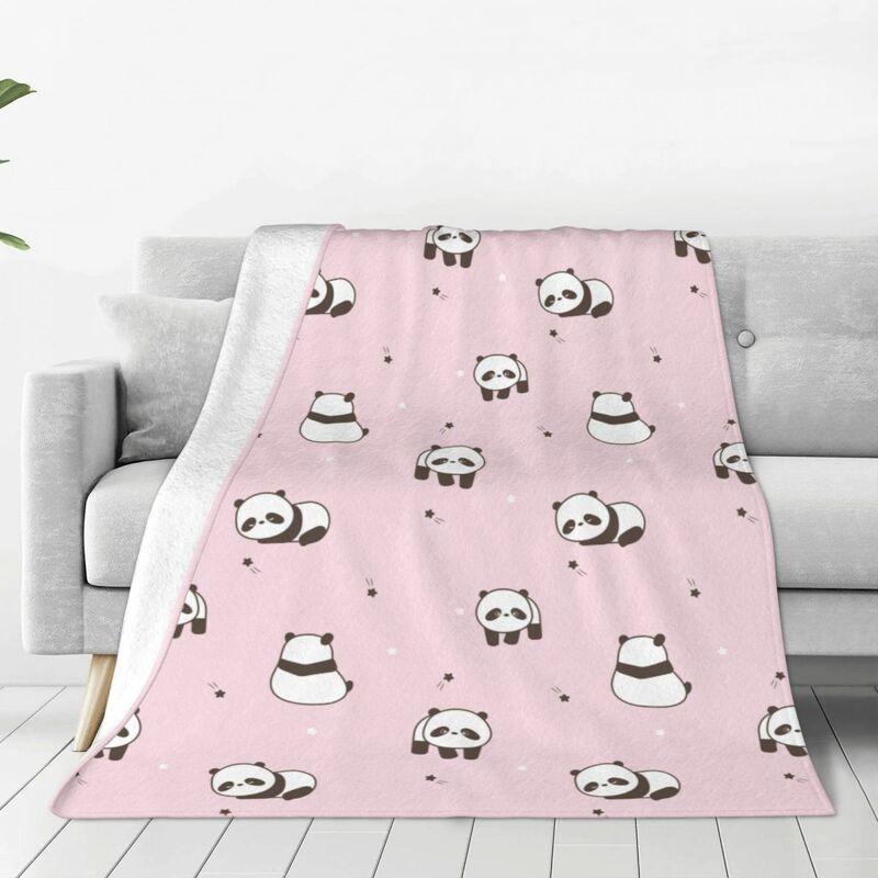Rosa bonito dos desenhos animados panda cobertor adorável animal flanela impressionante respirável lance cobertor para casa verão