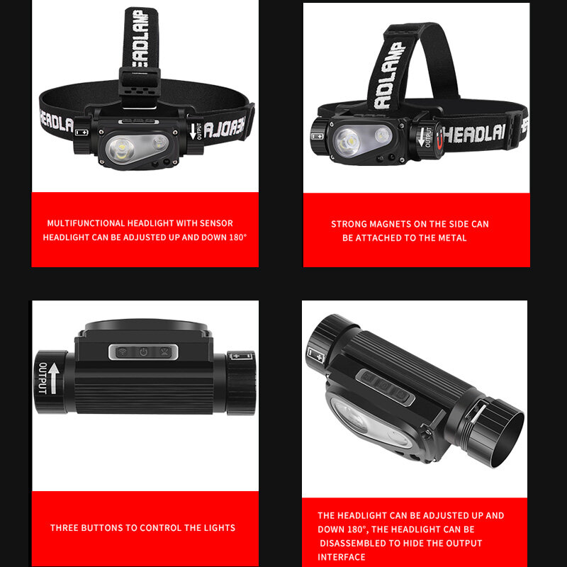 Xhp50-ヘッドランプ,充電式屋外ヘッド,作業灯,USB 18650,作業灯,10照明モード