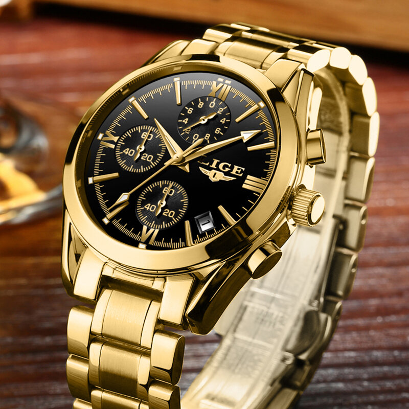LIGE Mens Watches Top Brand Luxury Famous Men's Watch Fashion Casual Chronograph Military Quartz Wristwatch Relogio Masculino