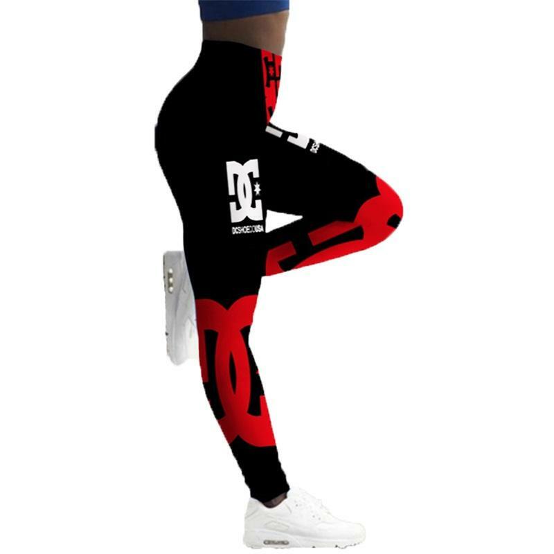 กางเกงขายาวผู้หญิงสูงเอว3D โลโก้ Cool พิมพ์กีฬา Legings กางเกงโยคะเสื้อผ้าออกกำลังกาย Leggings สุภาพสตรี Leginsy เซ็กซี่ Legins