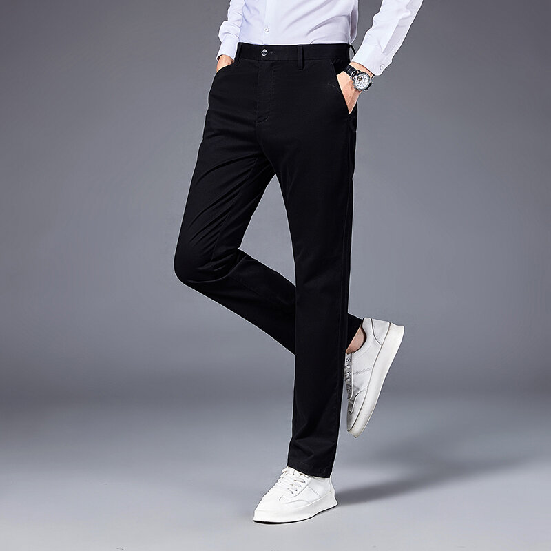 Letnie spodnie dorywczo koreański biznes bawełna Slim Feel oprzyrządowanie Trend spodnie męskie spodnie