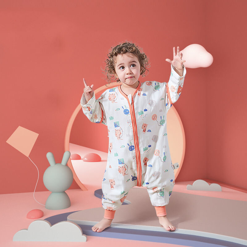Baby Slaapzak Cartoon Kids Lente Herfst Voor Peuter Sleepsacks Kids Slaapzak Bed Zacht Gaas Kinderen Pyjama Jumpsuit