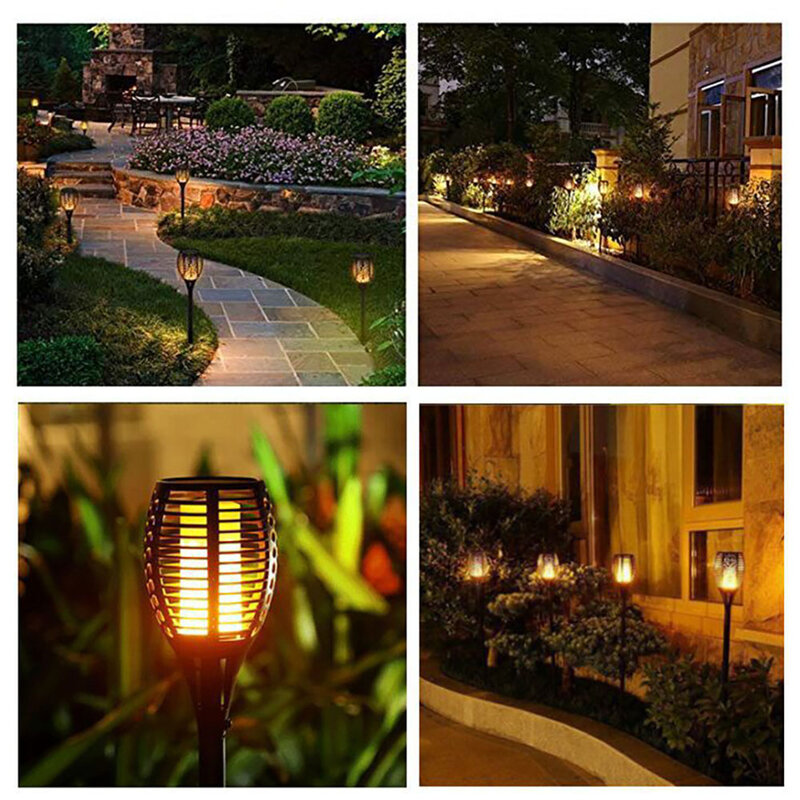6 قطعة أضواء الحديقة لهب الشمسية LED الشعلة مصباح الحديقة إضاءة خارجية مقاومة للمياه الأضواء ضوء أرضي حديقة المشهد تزيين