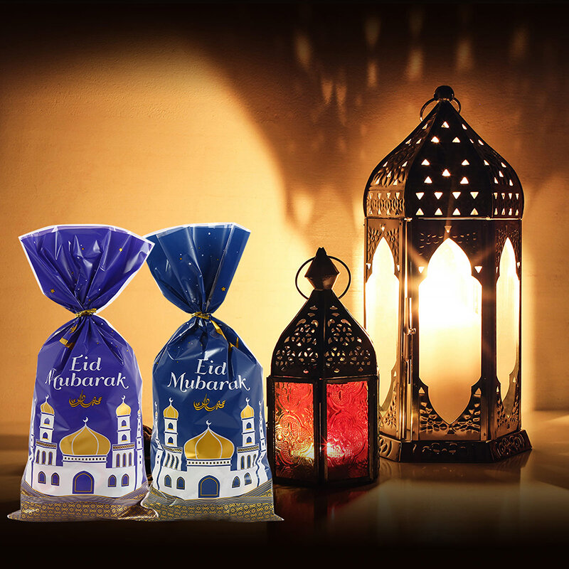 10/25/50Pcs Eid Gift Bags Plastic Cookie Candy Tas Twee Stijlen Ramadan Kareem Decoratie Islamitische Moslim feestartikelen Eid Geschenken