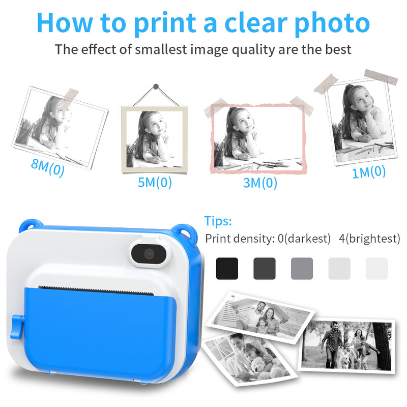 Diy printting câmera das crianças com papel térmico câmera de foto digital selfie crianças instant print camera aniversário do menino