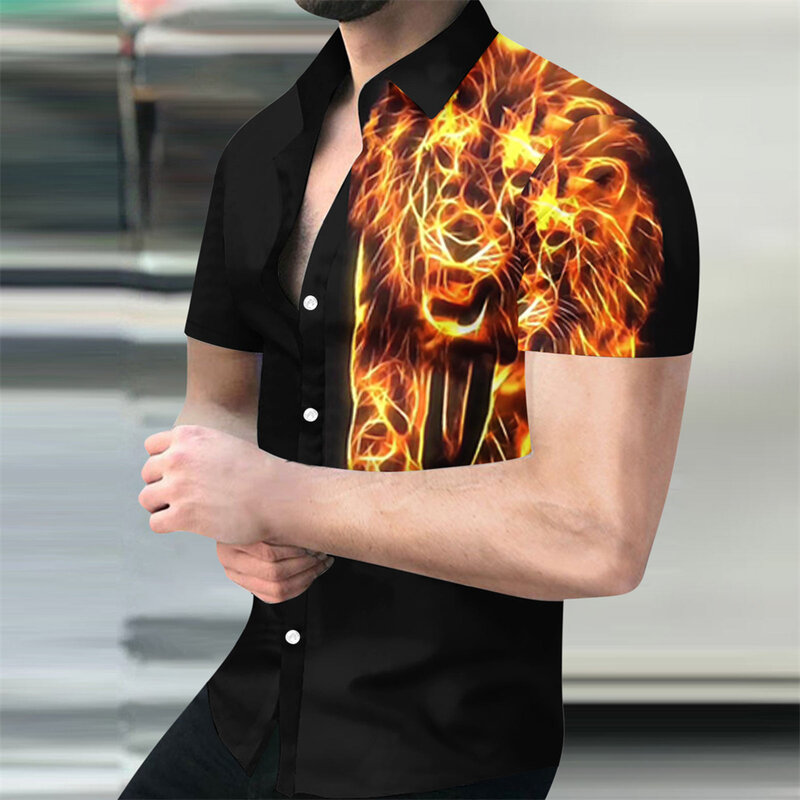 2023 Fashion Men's Personalized Animal Digital 3D Printing Shirt Hawaiian Short Sleeve Resort Shirt