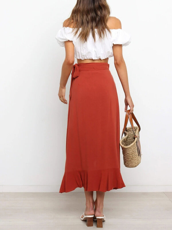 Tossy-Falda ceñida de cintura alta para mujer, faldas largas con pliegues sólidos, Bodycon Irregular, estilo francés, prendas de vestir de verano