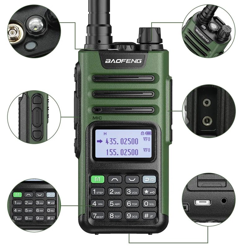 Baofeng-walkie-talkie UV-13 pro V2 10W,デュアルバンド,Type-c,長距離Uv13プロトランシーバー,双方向ラジオ