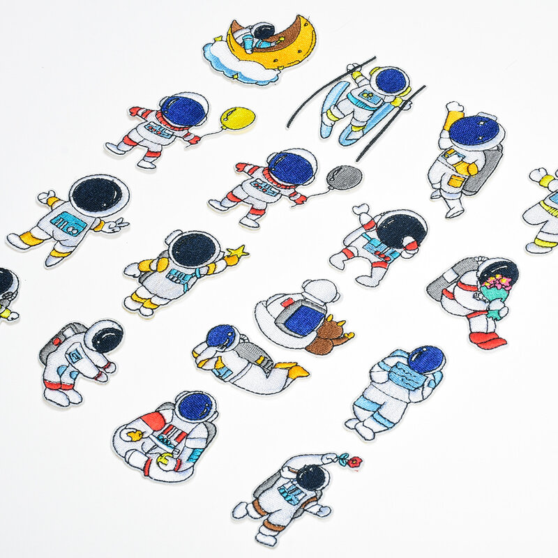 Apliques de dibujos animados de la serie de astronautas espaciales para coser, reparar ropa de niño, pantalones, planchar, parches bordados, pegatina para vaqueros DIY