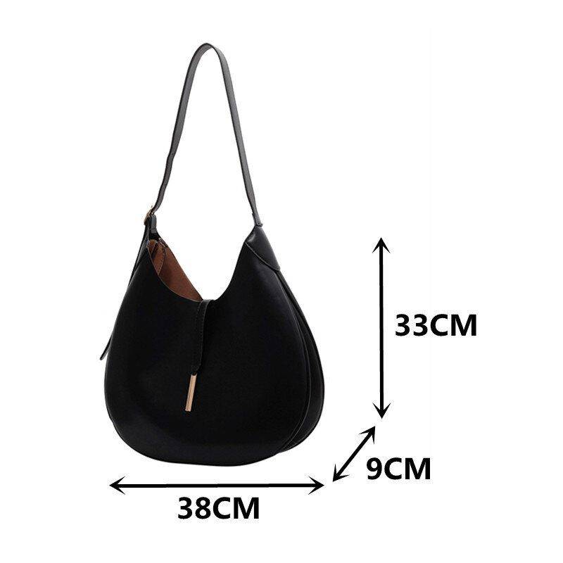 Women's Soft Leather Half Moon Tote Bags Large Capacity Hobo Shopper Bag Simple Trend Shoulder Female 2022 Casual Messenger Bag