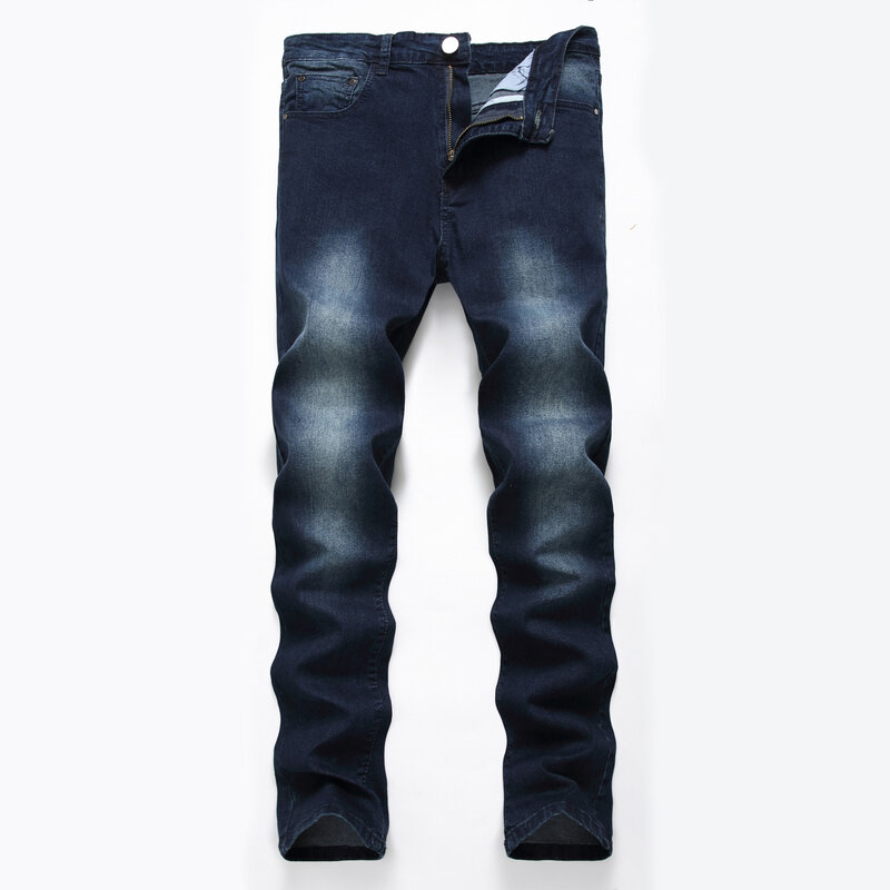 Męskie jeansy Stretch prosto dżinsy dopasowany męskie spodnie o jednolitym kolorze pełnej długości męskie spodnie czarne dżinsy