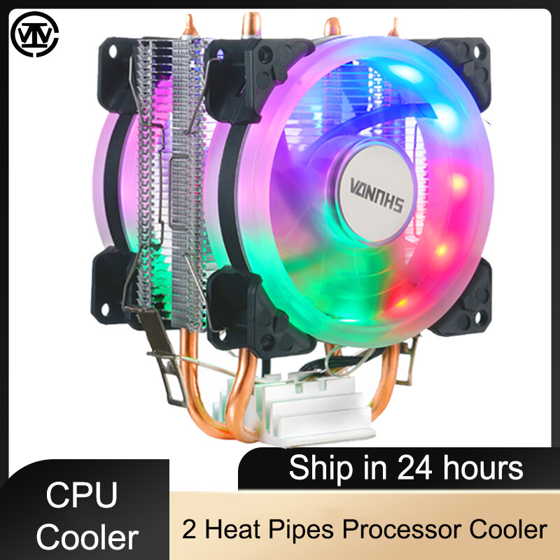 IWONGOU-enfriador de Cpu 2011, 2 tubos de calor, procesador X99 para Intel AMD RGB, ventilador de refrigeración de Cpu