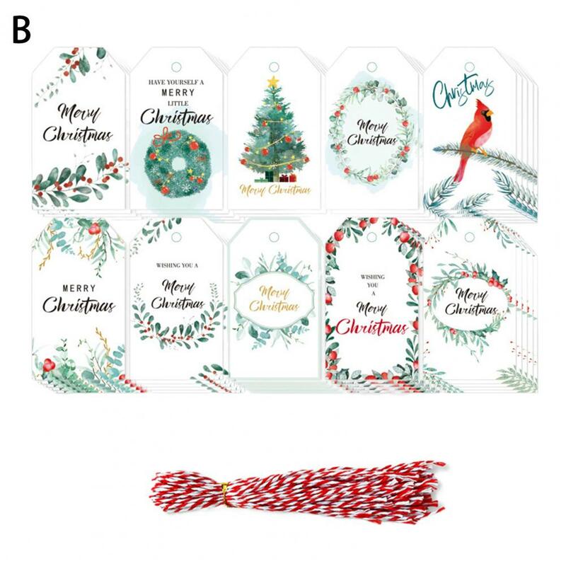 1 Set Label Label Kotak Hadiah Natal Luar Biasa dengan Set Tali Label Pohon Natal Ringan Meningkatkan Suasana
