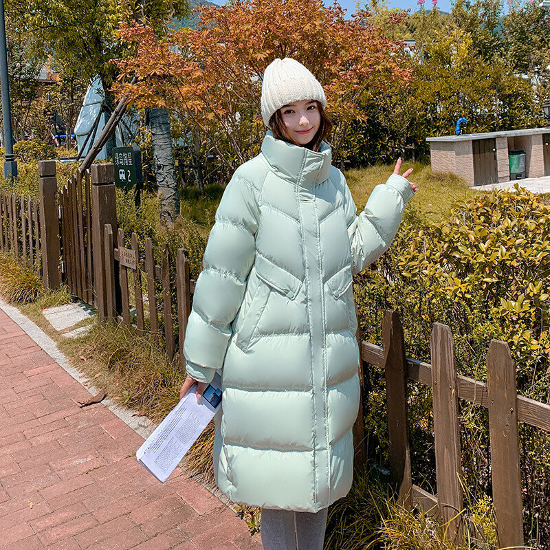 Piumino addensato donna inverno colletto alla coreana cappotto giacche 2022 Plus lungo allentato ragazza grassa resistente al freddo caldo soprabito viola