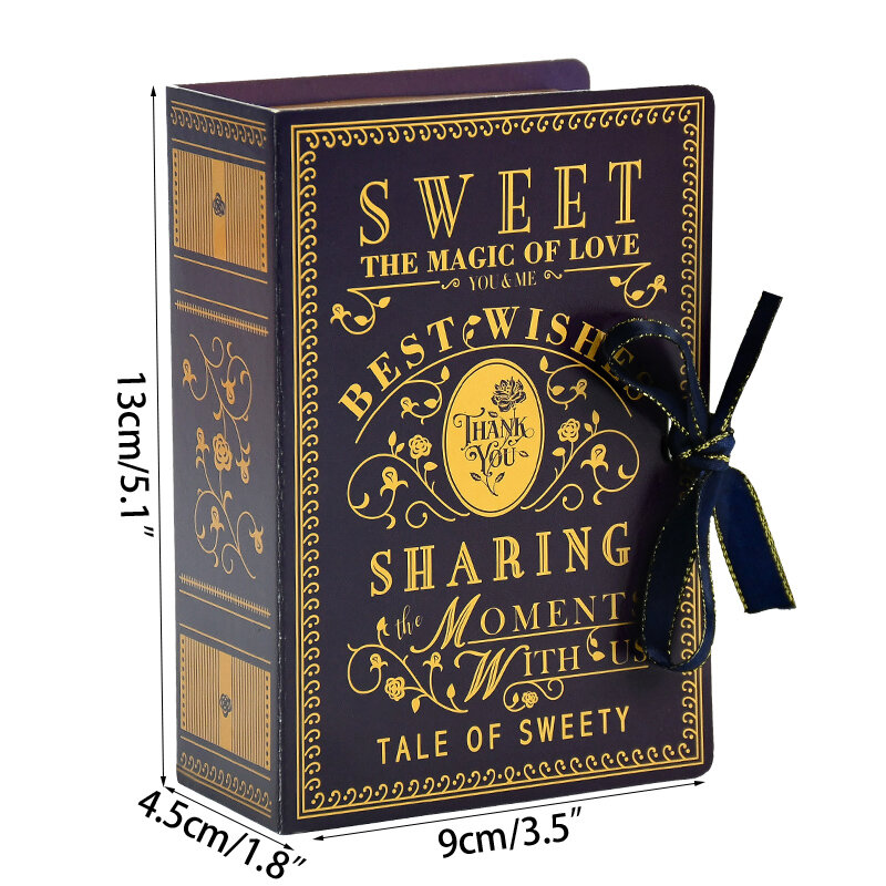 5 pçs criativo livro forma caixa de presente de casamento alimentos doces chocolate pacote caixas festa de aniversário casamento favor decoração com fita