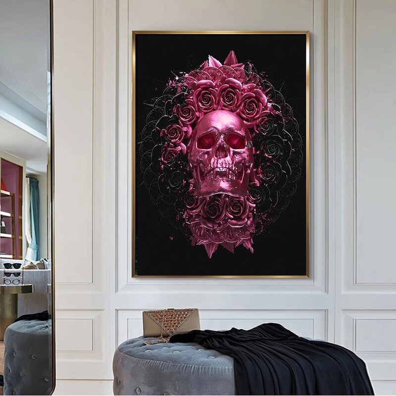 Złoty i czarny wzór czaszki mandali ciemny plakat artystyczny drukowany na płótnie nowoczesny obraz drukowany obraz obrazy do dekoracji mieszkania
