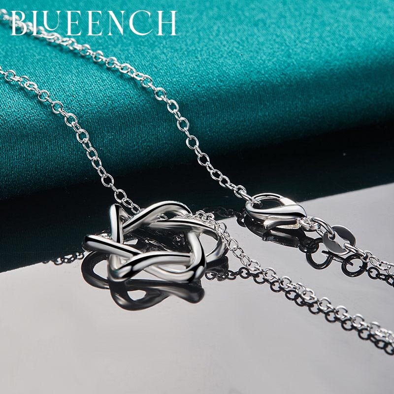 Blueench 925 prata esterlina estrela recorte pingente fina corrente colar para mulheres festa de casamento namoro moda glamour jóias
