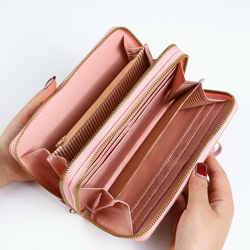 Długi portfel damski damskie portmonetki portmonetka z frędzlami wizytownik portfele kopertówka ze skóry Pu portfel Fashion Student damski portfel