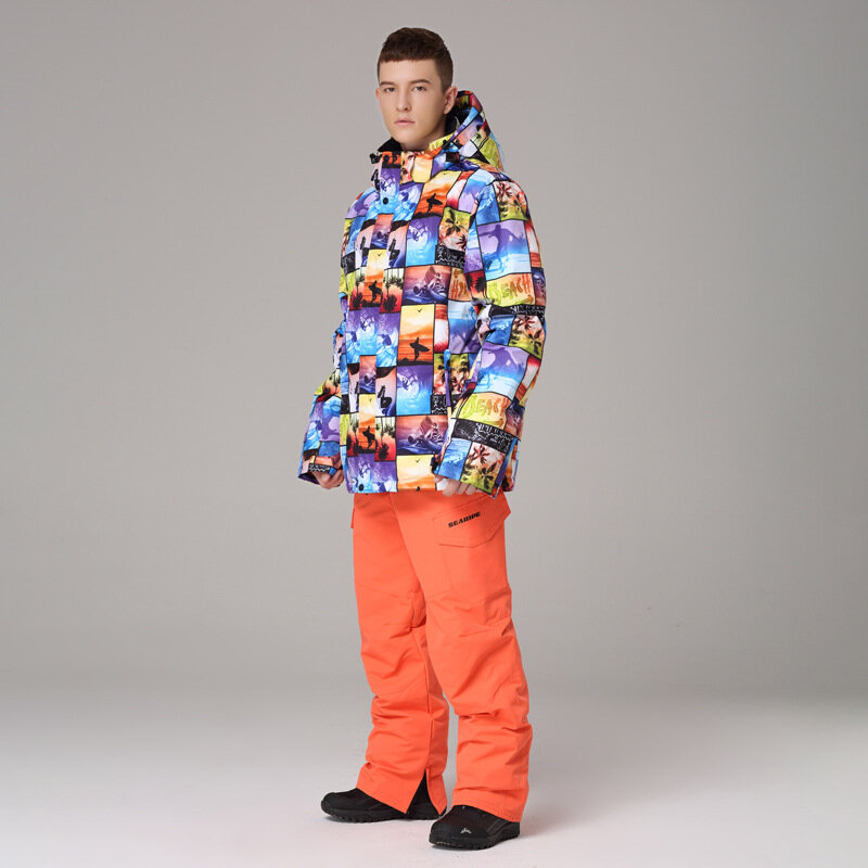SEARIPE-Conjunto de traje de esquí para hombre, ropa térmica, cortavientos impermeable, chaqueta cálida de invierno, abrigos de Snowboard, pantalones, equipos para exteriores