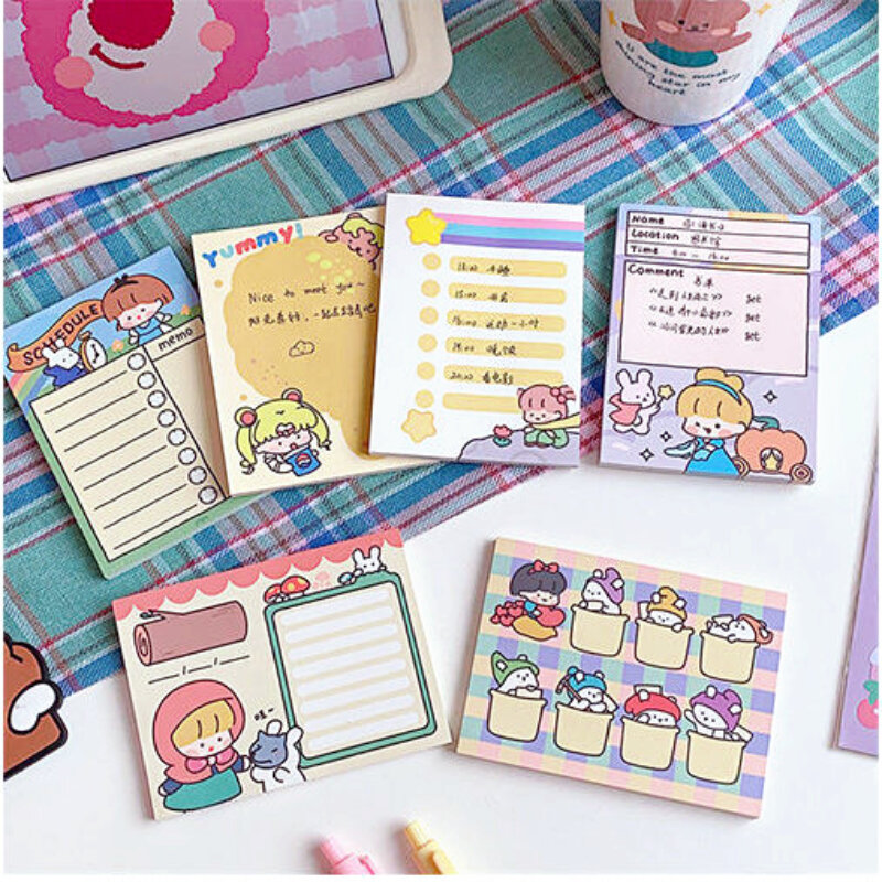 Cute Cartoon Memo Pad Fairy Tale Looks non-paste 50 Sheets Inner Note Pad Kawaii Notes Students Supplies Pink Memo Notes