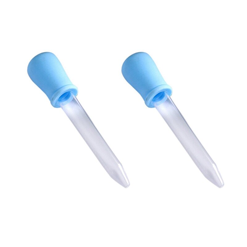 Pipeta de plástico transparente para medicina líquida, cuentagotas azul para bebé, 2x5Ml, superventas