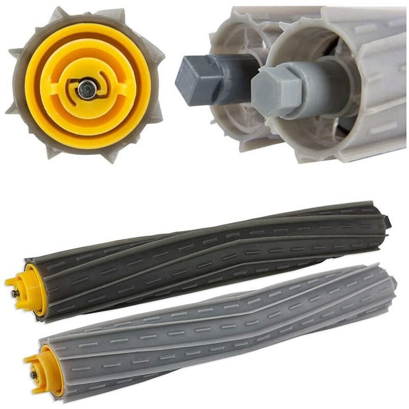 2 Set Extractor Rollers Replacement for IRobot Roomba with 800 and 900. Rubber Central Brush Kit
