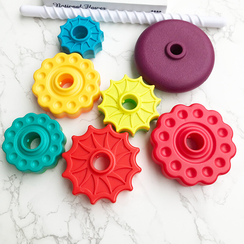 Spin Wieder Stacking Blocks Baby Pädagogisches Spielzeug Für Kinder 0-12 Monate Geschenk Regenbogen turm Bunte Kunststoff jenga stapler geschenk