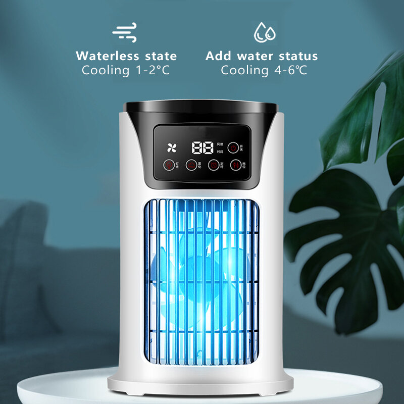 Ventilador de aire acondicionado portátil, miniventilador de refrigeración por agua, USB para el hogar, habitación, oficina y móvil
