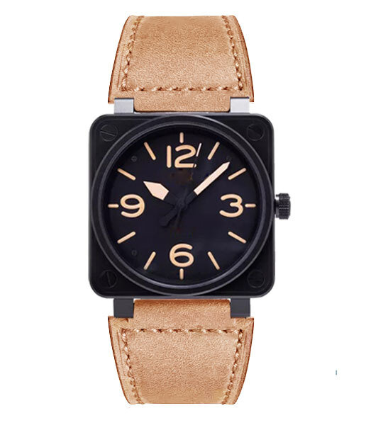 Relógio de pulso masculino, de quartzo, quadrado, de couro, square de marca br, luxuoso, esportivo, moderno